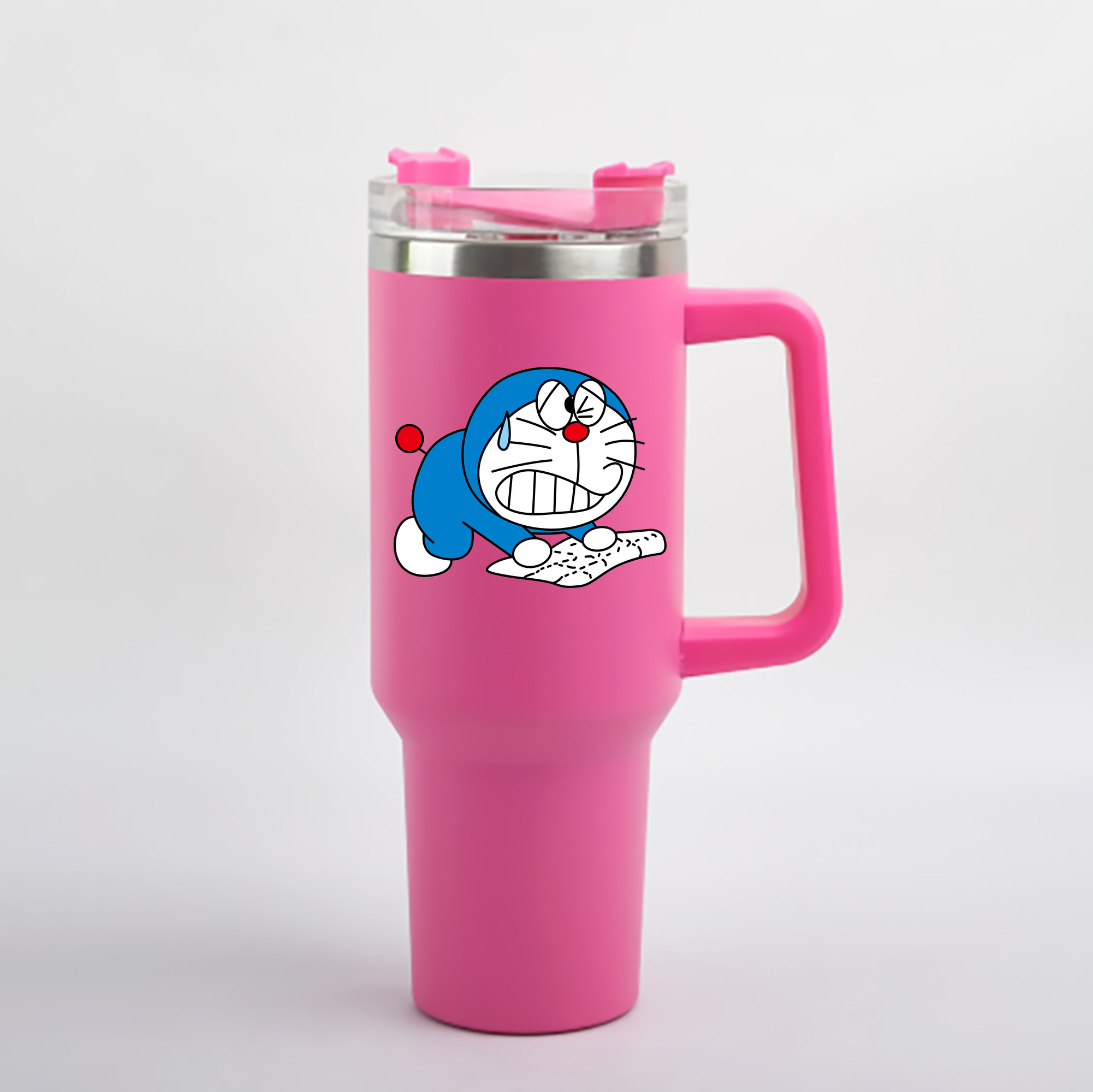 （画像用） ドラえもん Doraemon 1200mL車用タンブラー - クリスタルステッカー（プラスチックストロー付き）